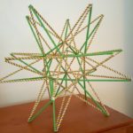 straw star - solid green straws mixed with multi-color spiral straws